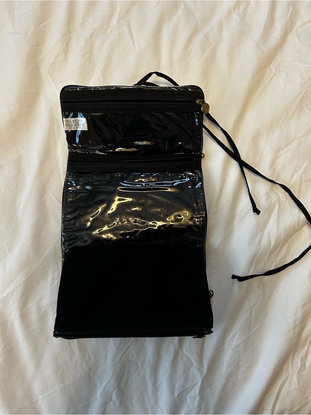 Black Hanging Travel Organizer with Clear Pockets